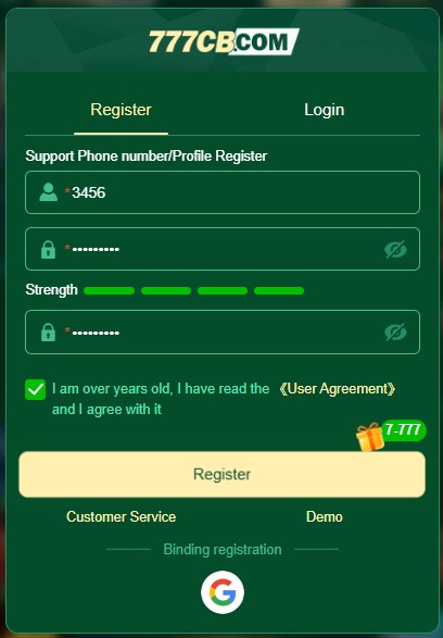 777CB Sign-up image