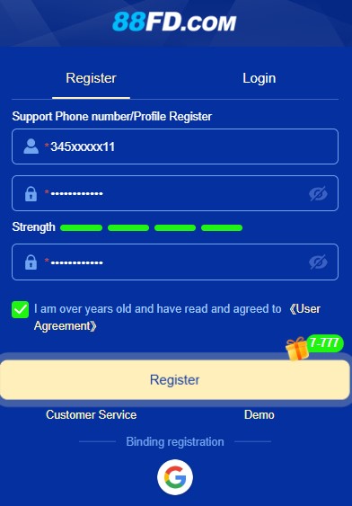 88FD Sign up image